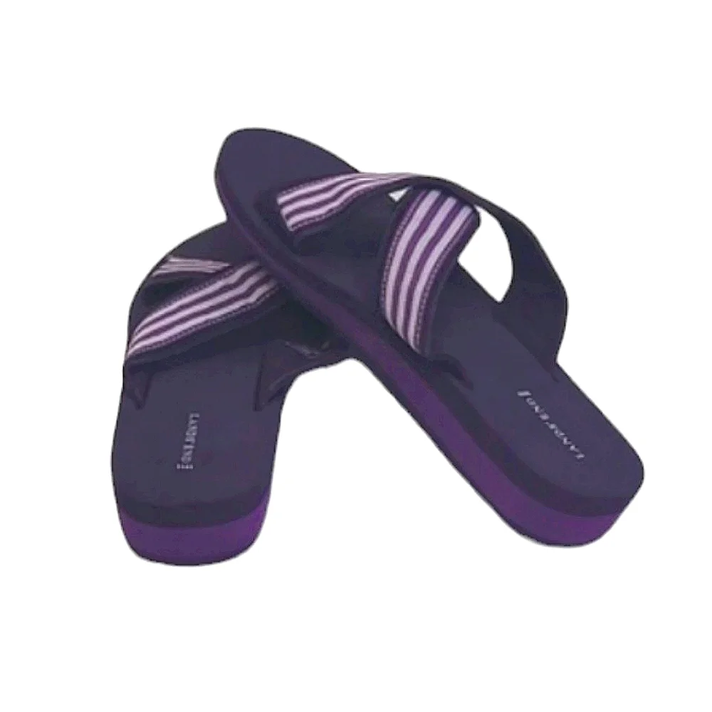 Lands' End Criss-Cross Slip-on Sandal Foam Sole Striped Strappy Beachy Slides